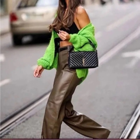 NWT Zara The Francoise Full Length Straight Leg Faux Leather Pants size L - Picture 3 of 6